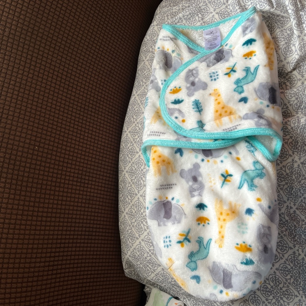 White and Blue Animal Print Sleep Sack